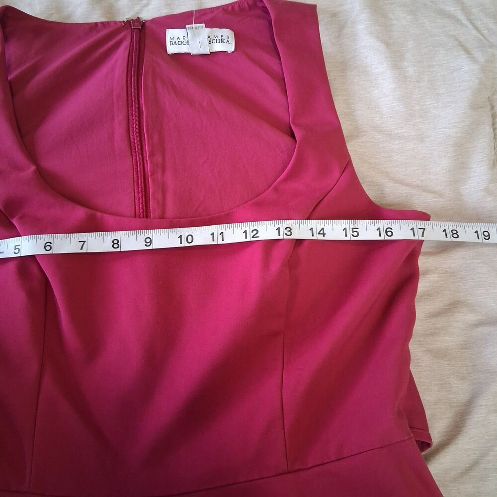 Mark & James Badgley Mischka Hot Pink Asymmetrical Hem Dress Midi Size 8 Pockets - Picture 8 of 12